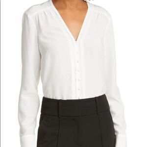 Veronica Beard Marella 100% Silk Cream Shirt Button Down Blouse Size S